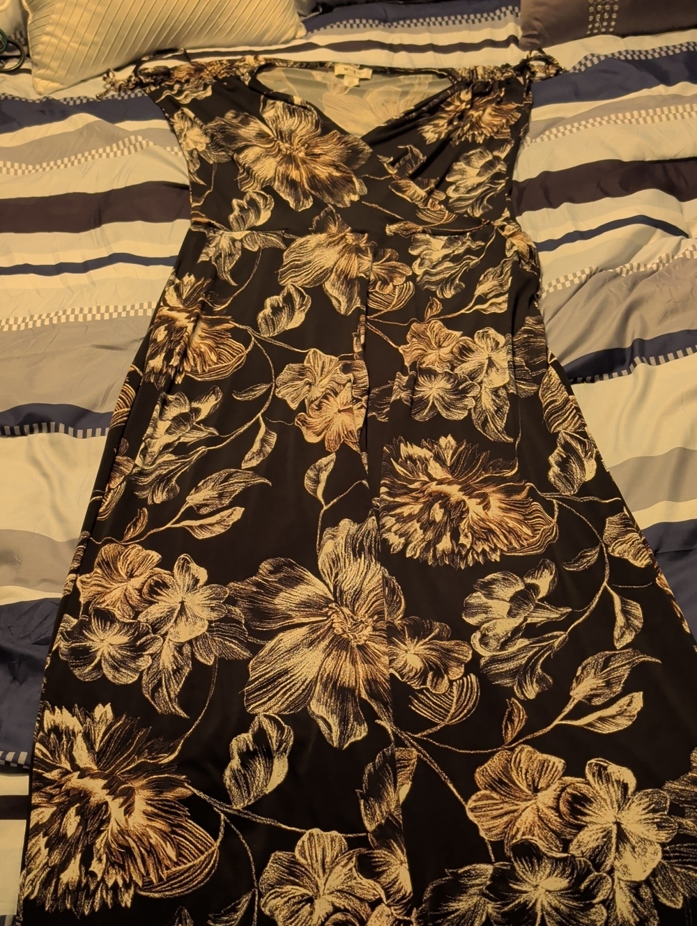 Black Floral Jumpsuit - Women’s Wrap-Style